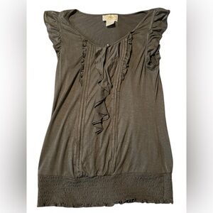 Passport Olive Ruffle Blouse